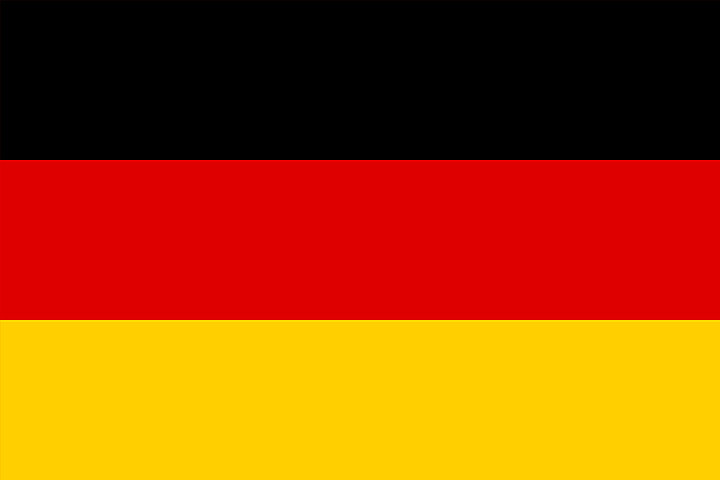 Flag composed of three horizontal stripes: black, red, yellow.